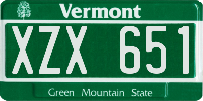 VT license plate XZX651