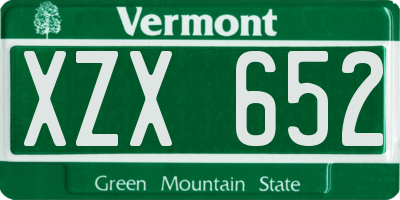 VT license plate XZX652