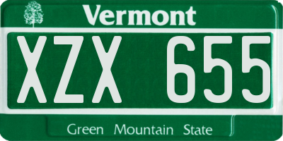 VT license plate XZX655