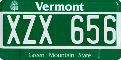 VT license plate XZX656