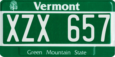 VT license plate XZX657
