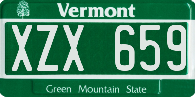 VT license plate XZX659