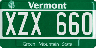 VT license plate XZX660