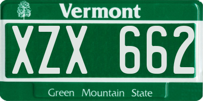 VT license plate XZX662