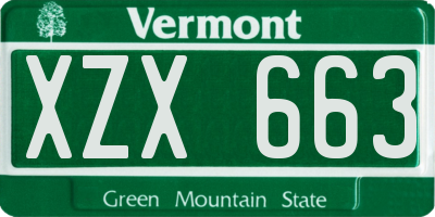 VT license plate XZX663