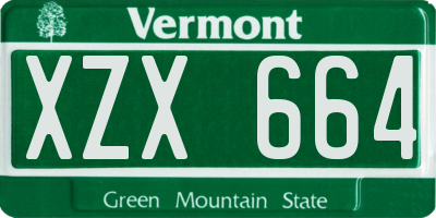 VT license plate XZX664