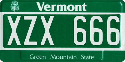 VT license plate XZX666