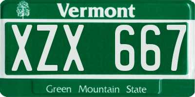 VT license plate XZX667
