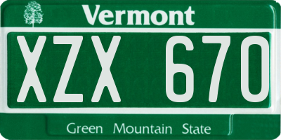 VT license plate XZX670