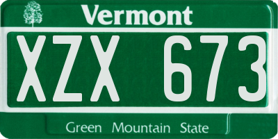 VT license plate XZX673