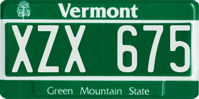 VT license plate XZX675