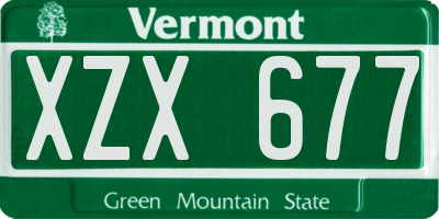 VT license plate XZX677
