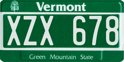 VT license plate XZX678