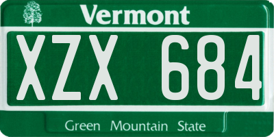 VT license plate XZX684