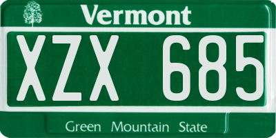 VT license plate XZX685
