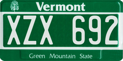 VT license plate XZX692