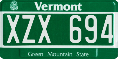 VT license plate XZX694