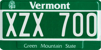 VT license plate XZX700