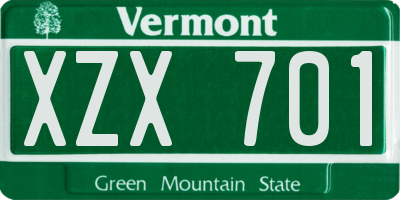 VT license plate XZX701