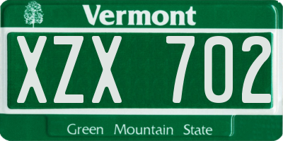 VT license plate XZX702