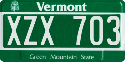 VT license plate XZX703