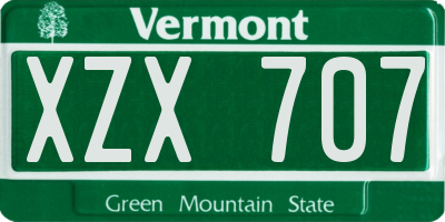 VT license plate XZX707