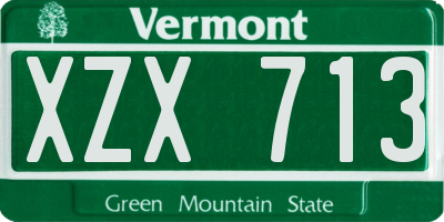 VT license plate XZX713