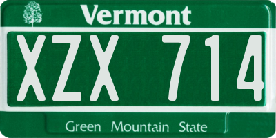 VT license plate XZX714