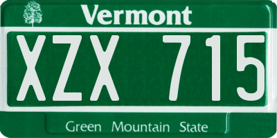 VT license plate XZX715