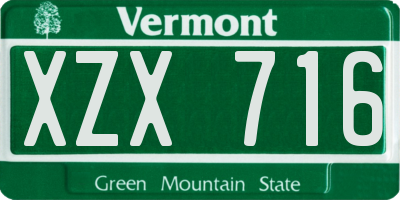 VT license plate XZX716