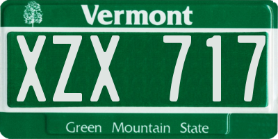 VT license plate XZX717