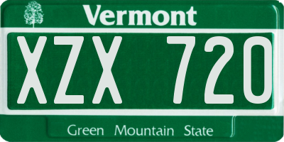 VT license plate XZX720