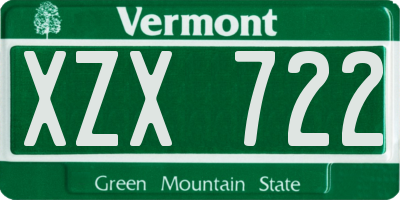 VT license plate XZX722