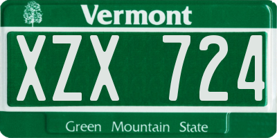 VT license plate XZX724