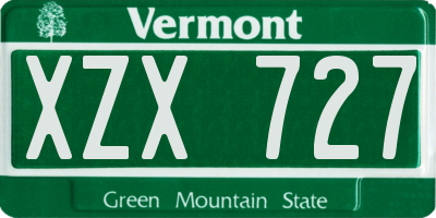 VT license plate XZX727