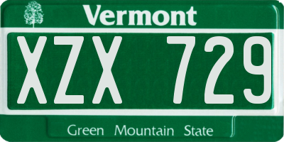 VT license plate XZX729