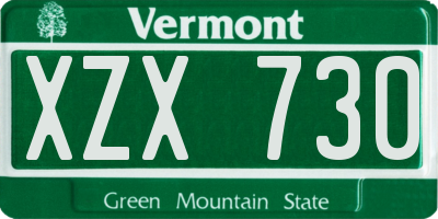 VT license plate XZX730