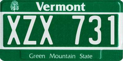 VT license plate XZX731