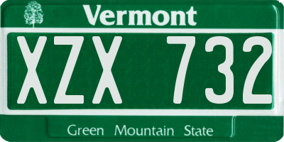 VT license plate XZX732