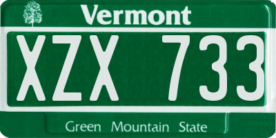 VT license plate XZX733