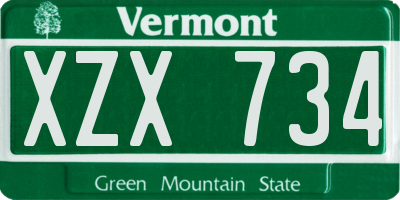 VT license plate XZX734