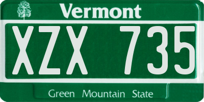 VT license plate XZX735