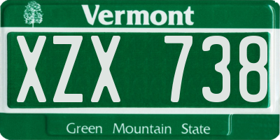 VT license plate XZX738