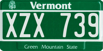 VT license plate XZX739
