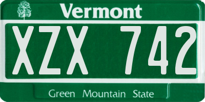 VT license plate XZX742