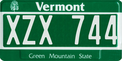 VT license plate XZX744