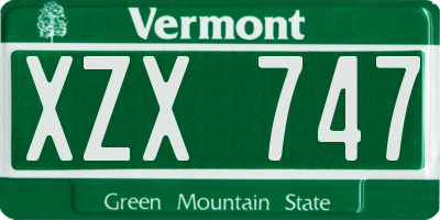 VT license plate XZX747