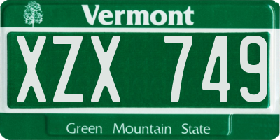 VT license plate XZX749
