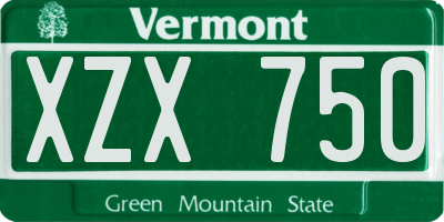VT license plate XZX750