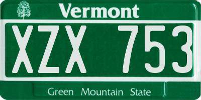 VT license plate XZX753